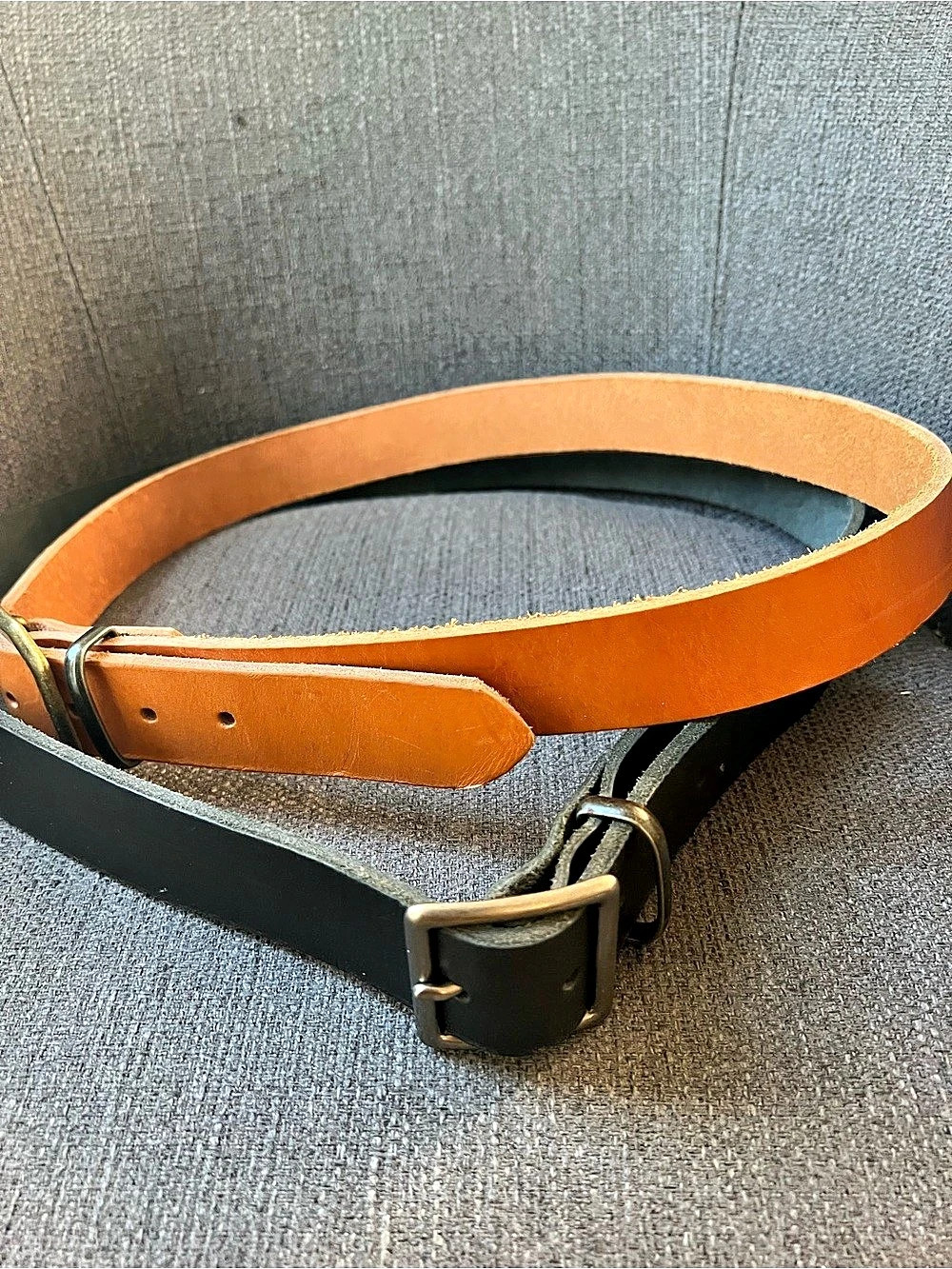 Hand made Leather Belts Orange & Black